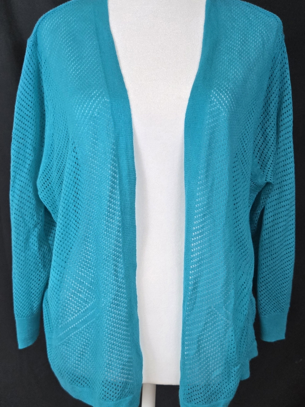 Worthington PM Open-Front Teal Knit Cardigan Sweater for Women#718